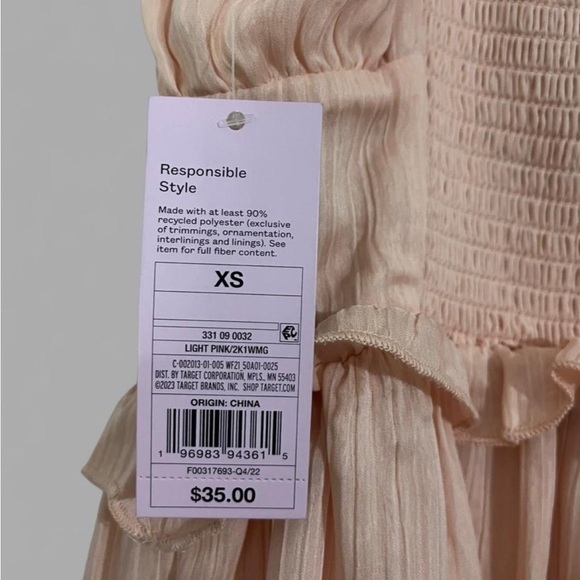 🩰 NWT Wild Fable Mini Dress~Women’s XS~Light Pink~Ruffled/Tiered Design - Picture 4 of 6